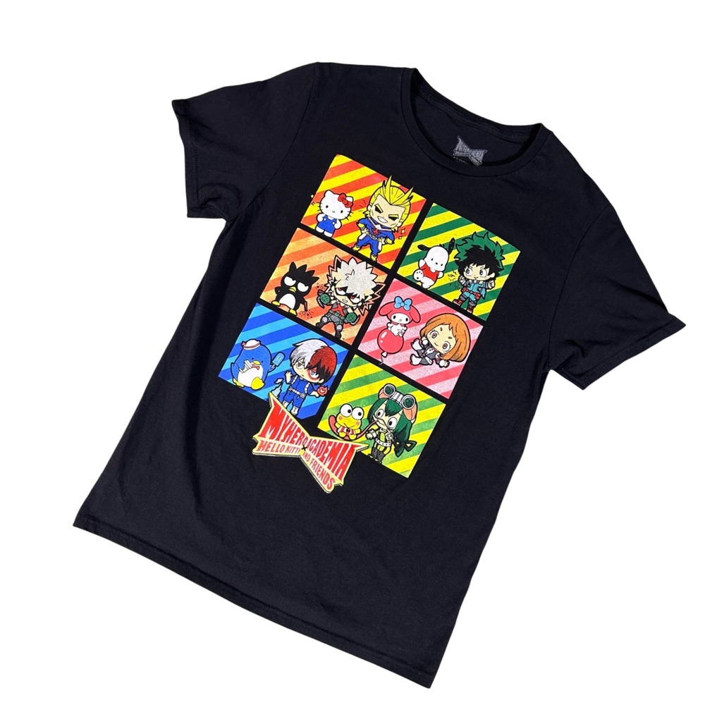 My Hero Academia Hello Kitty Friends Black T-Shirt‎ Size Medium